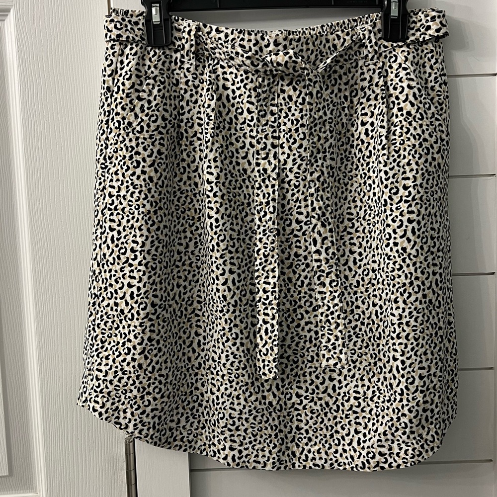 Loft Outlet Leopard Elastic Tie Waist Skirt
